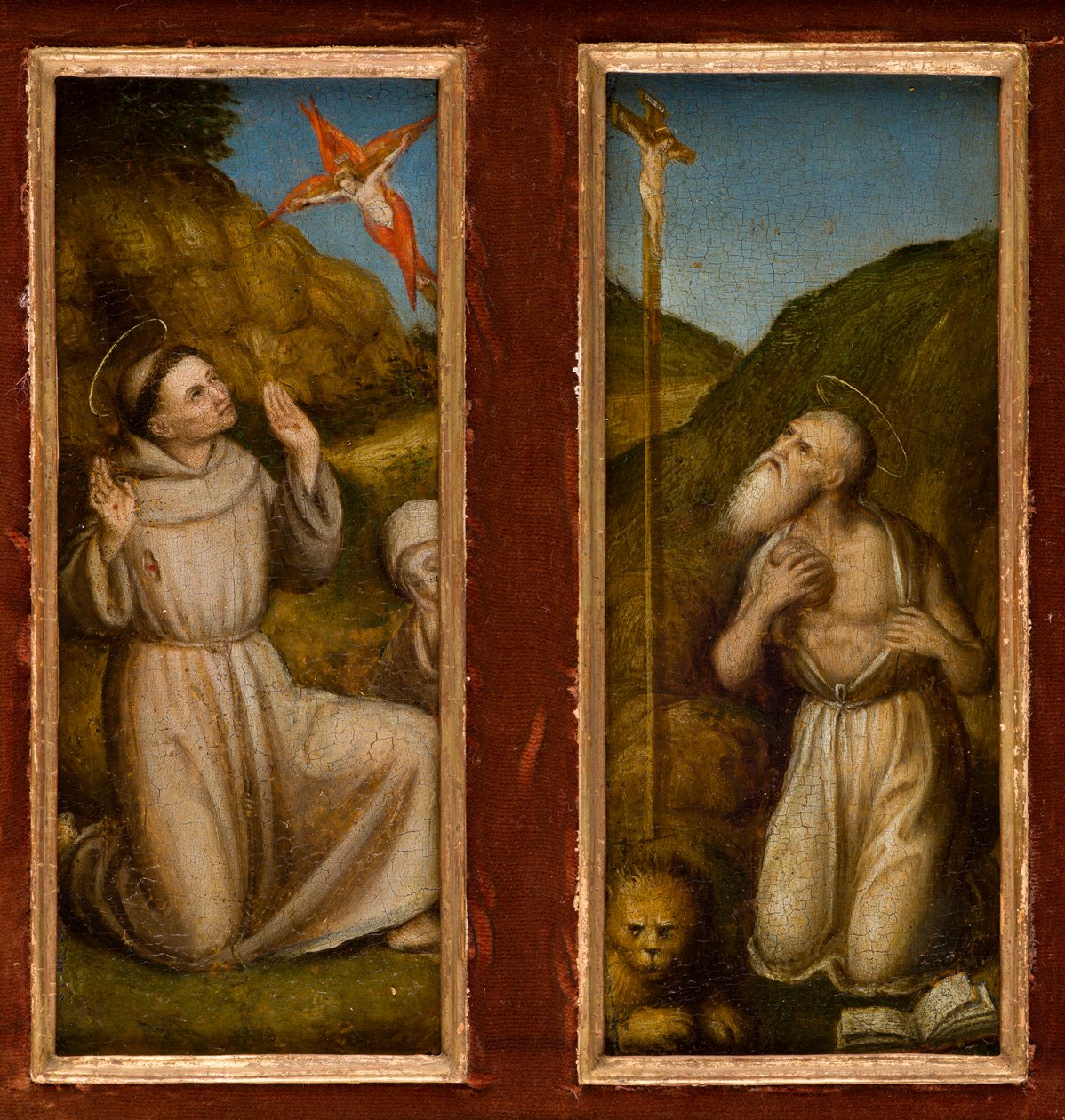 Stigmatiseringen av de heliga Franciskus och Hieronymus, ca 1480 (olja på panel) av Italian School