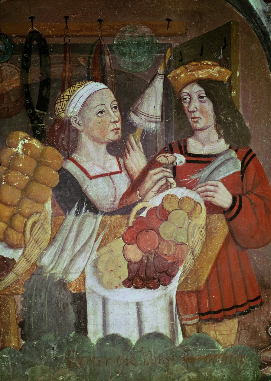 Grönsaksmarknaden (fresk) (detalj) av Italian School