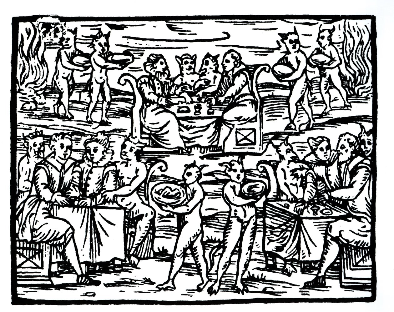 The Witches Sabbath, kopia av en illustration från Compendium Maleticarum av Fr M Guaccius, Milano 1608, använd i History of Magic, publicerad i slutet av 1800-talet av Italian School