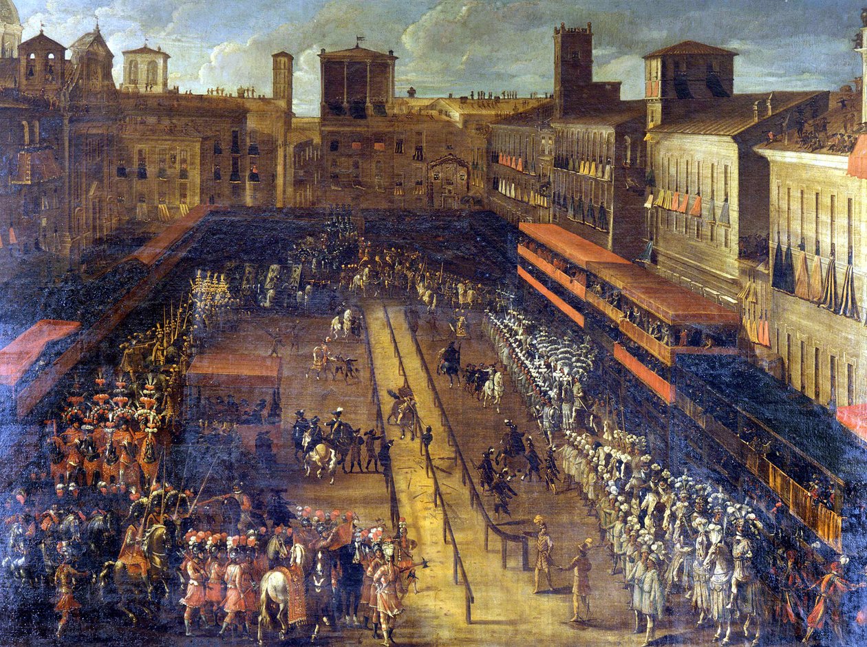 Bovetejouren på Piazza Navona (Rom) den 25/02/1634. av Italian School