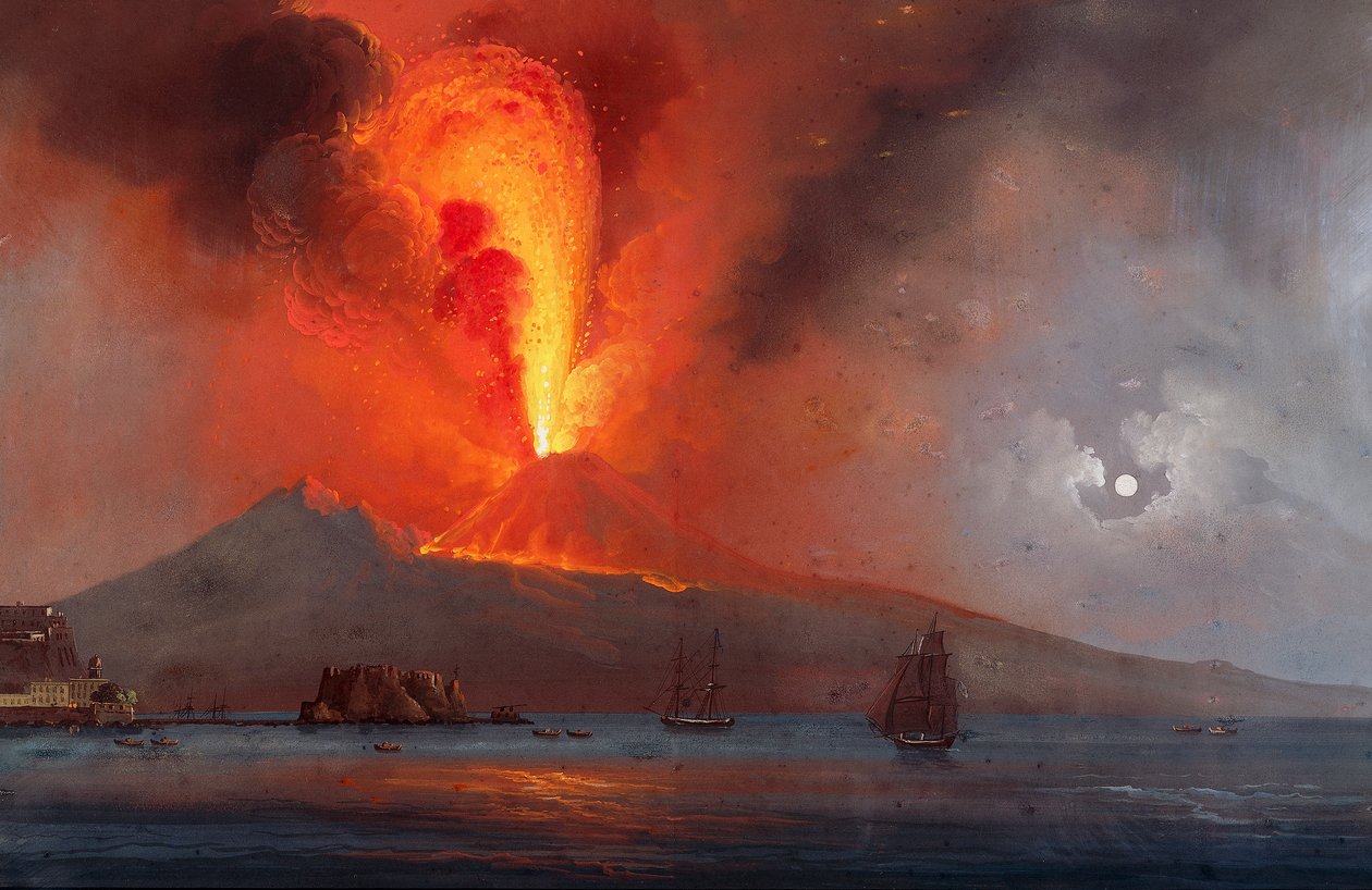 Vesuvius utbrott 1799 av Italian School