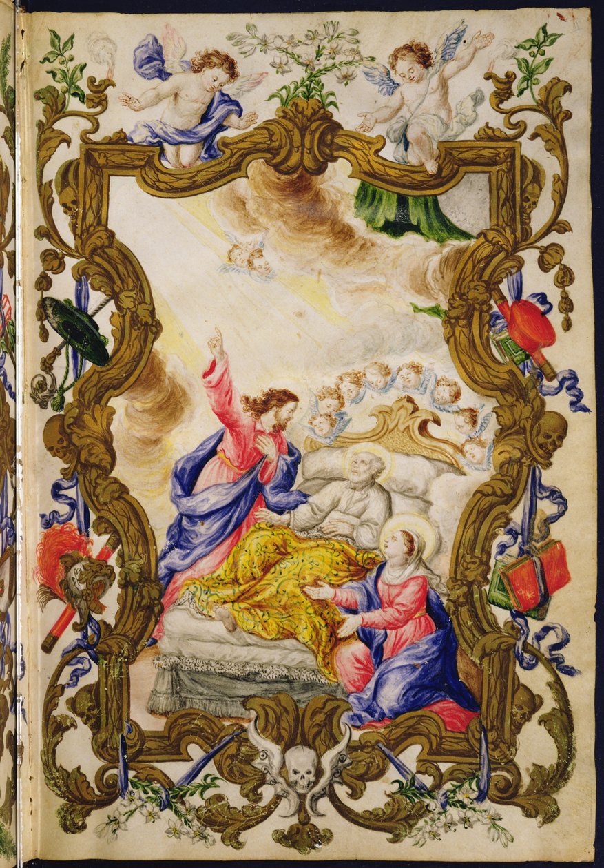 Den kristnas goda död, från en Mariegola från Buona Mortes lekmannagille, ca 1712-14 (bläck på veläng) av Italian School