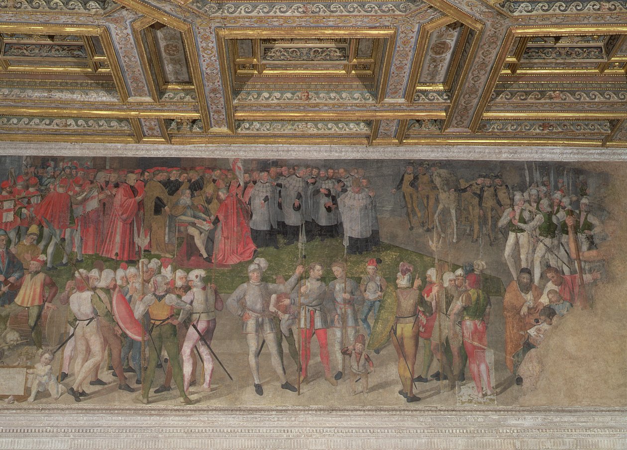 Lojalitetseden till den förste kaptenen Luigi Gonzaga 1328 (fresk) av Italian School