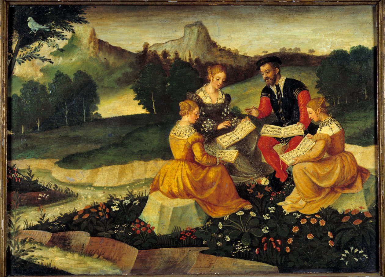 Vokalkonserten Painting of the Italian School. 1500-talet. Bourges, Hotel Lallemant av Italian School