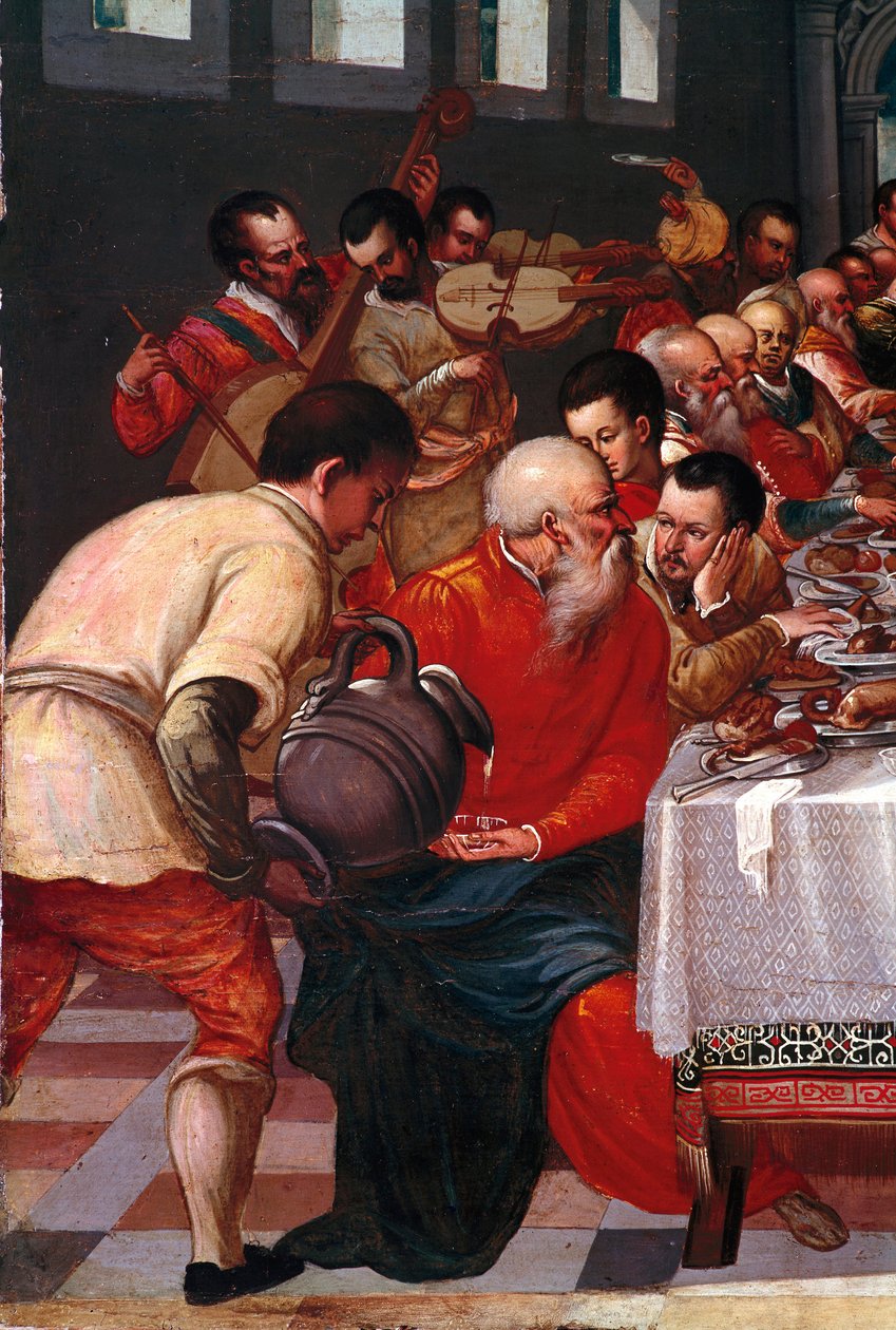 Bröllopet av Cana Detail. Anonym målning av den venetianska skolan. 1500-talet sön. 85x118 cm vene, Correr museum av Italian School