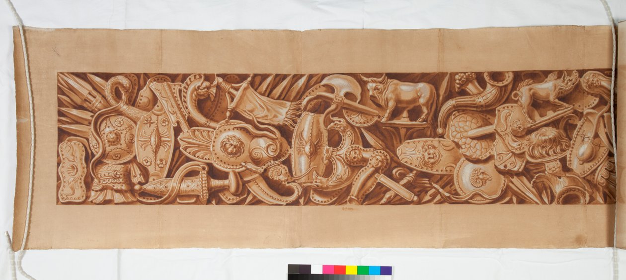 Three Drawings after the Antique, c.1750 (penselteckning förhöjd i brun tvätt över svag markering i svart krita) av Italian School