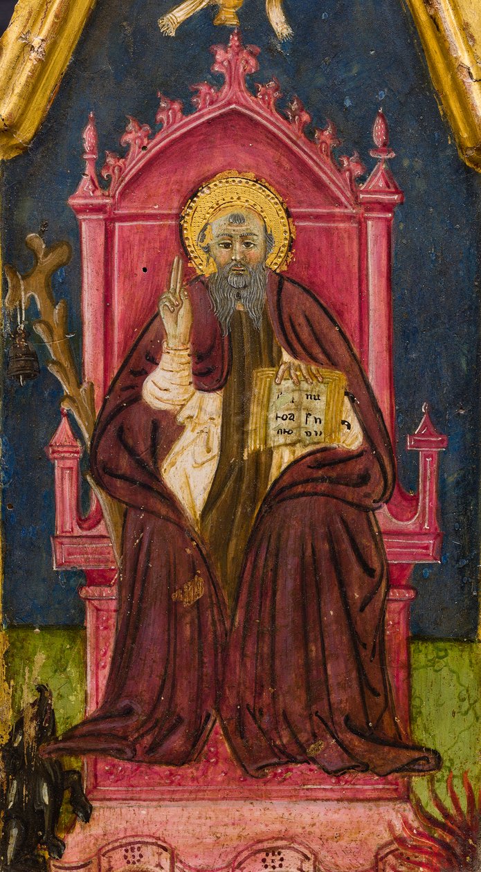 Triptyk: S:t Anthony Abbot Enthroned, S:t Paul the Hermit och S:t Onophrius, detalj, mitten av 1300-talet (tempera på pannå) av Italian School