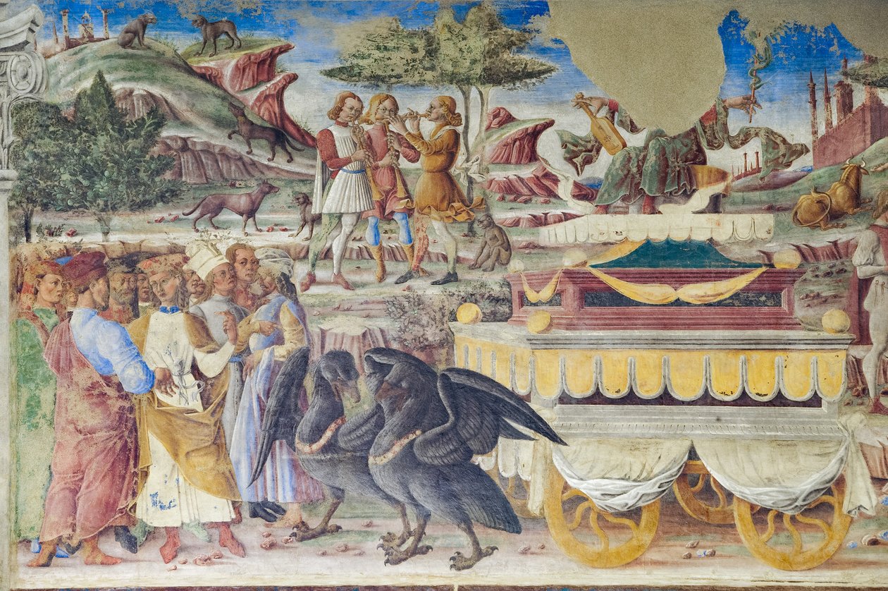 Merkurius triumf, Månadernas sal, norra muren: "Juni", ca 1468-70 (fresk) av Italian School