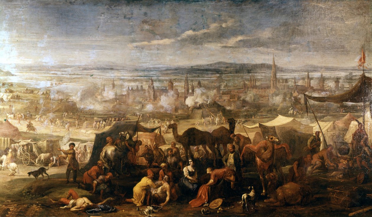 Turks läger nära Wien under belägringen 1683. Wien, Arsenal Museum. av Italian School