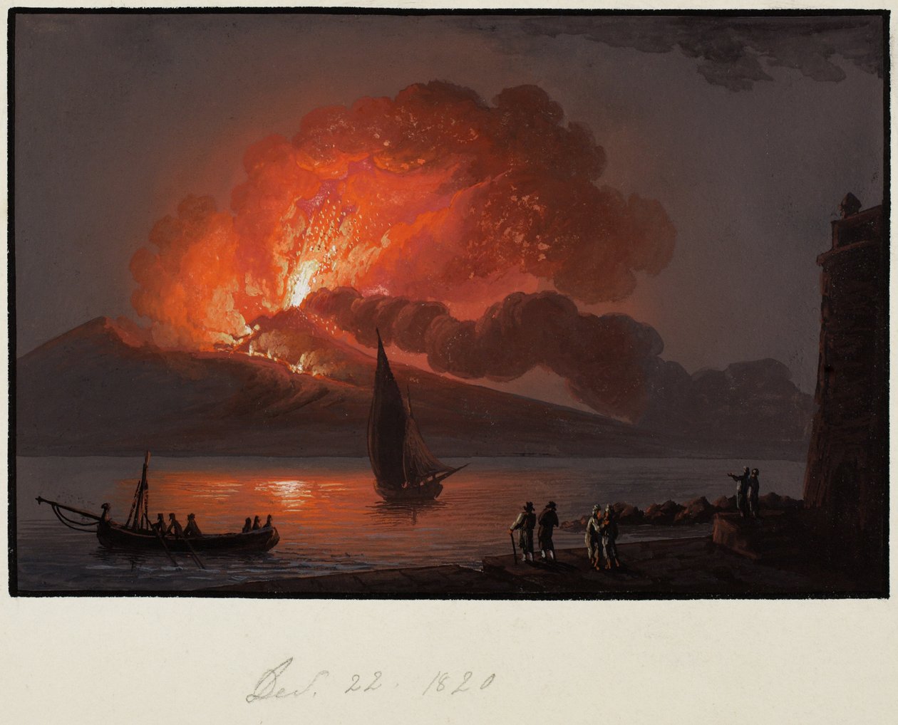 Vesuvius den 22 december 1820 av Italian School