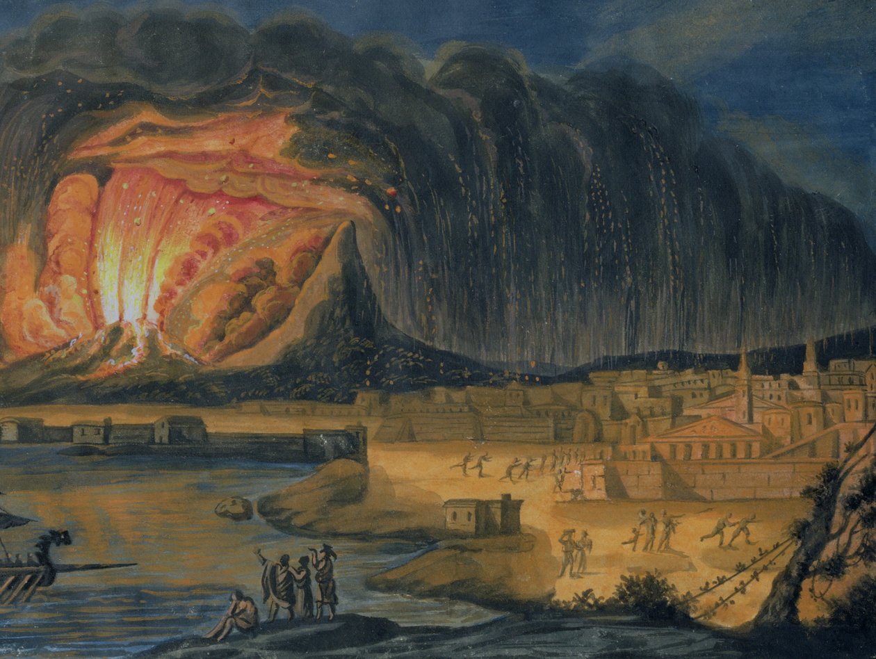 Vesuvius utbrott nära Neapel, ca 1815 av Italian School