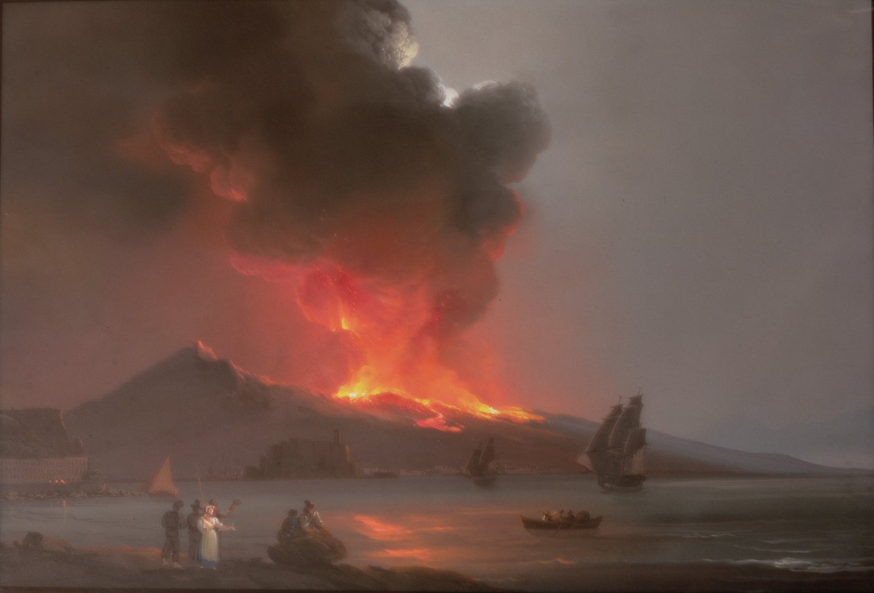 Vesuvius utbrott 1820 av Italian School