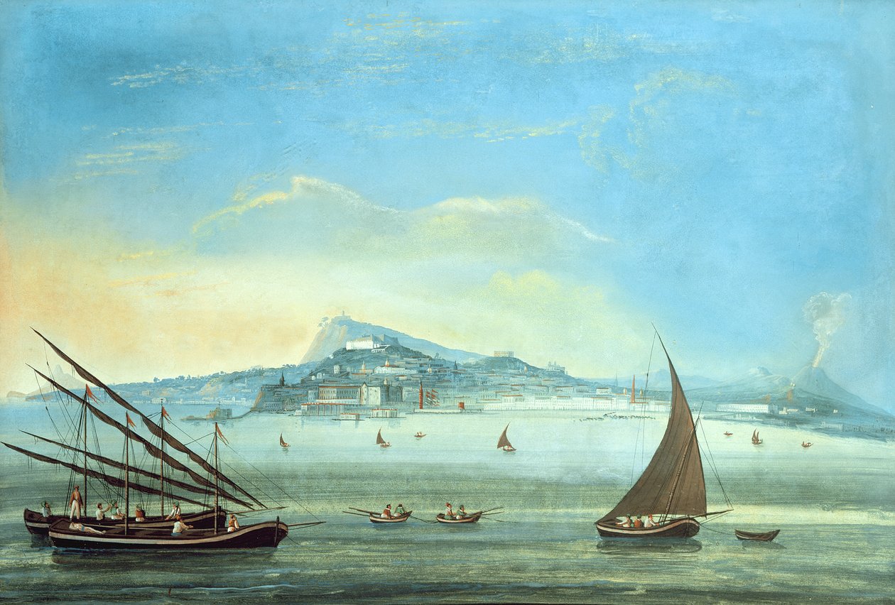 Utsikt över Neapel (gouache på panel) (se även 207963, 207965, 207966) av Italian School