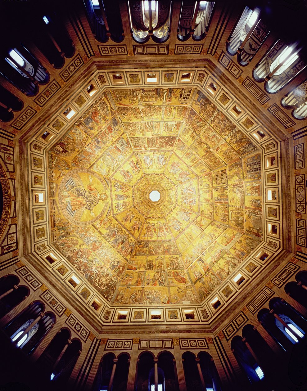 Utsikt över mosaiktaket, påbörjat ca 1225 (mosaik) av Italian School