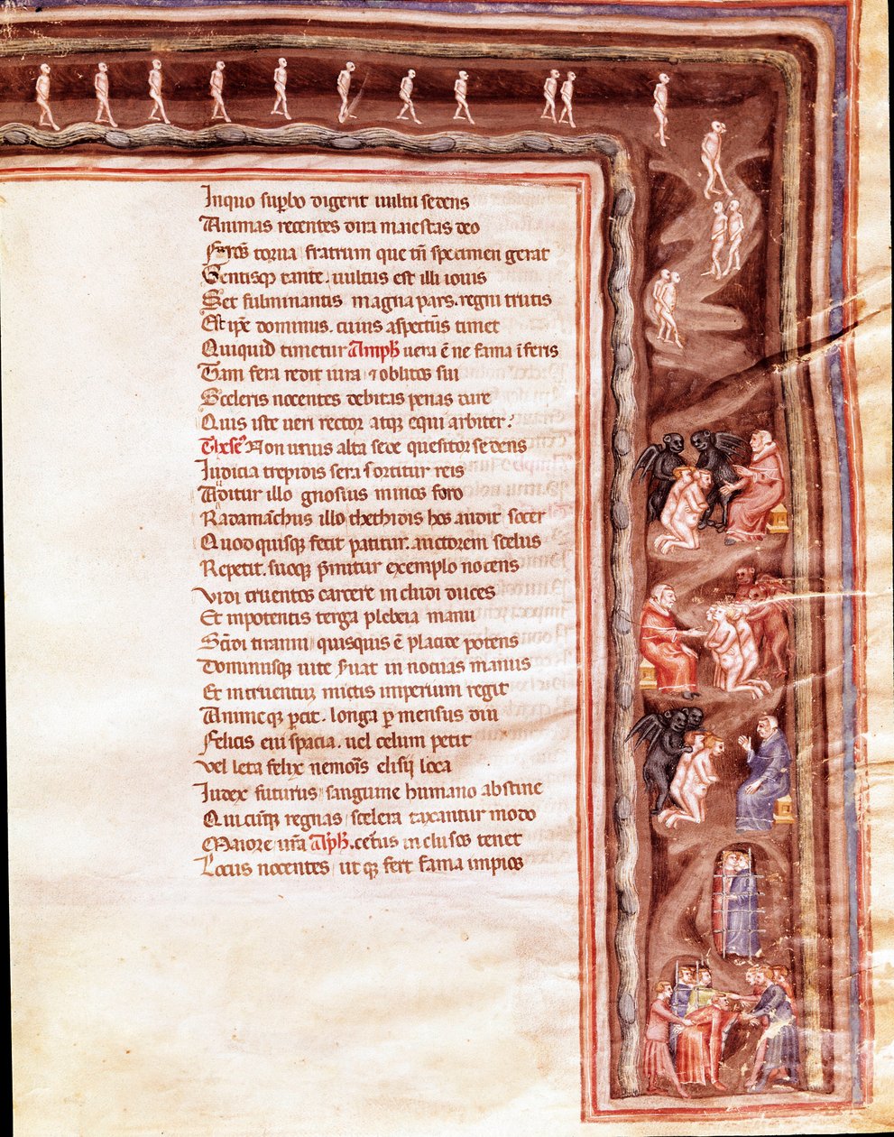 View of the Underworld, illustration för Furious Hercules av Seneque (miniatyr av Italian School