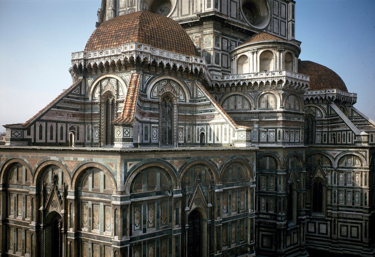 Utsikt över absiden av katedralen i Florens (Duomo Santa Maria del Fiore). 1300-1400-talet, Florens, Italien av Italian School