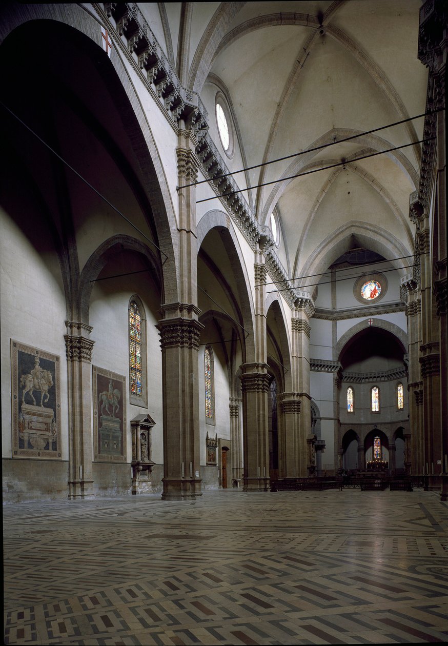 Utsikt över det inre av katedralen i Florens (Duomo Santa Maria del Fiore). 1300-1400-talet, Florens, Italien av Italian School