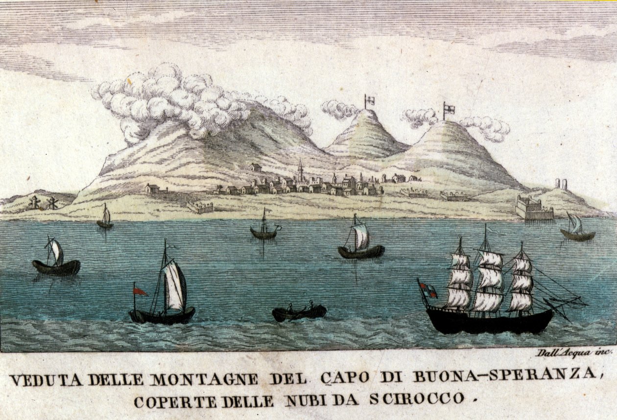 Utsikt över bergen i Cape of Good Esperance av Italian School