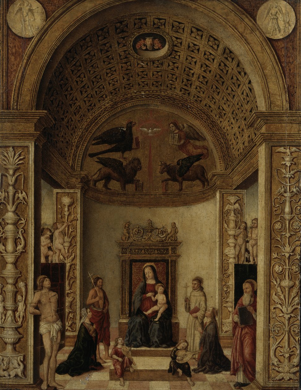 Jungfru och barn på tronen, c.1500-20 av Italian School