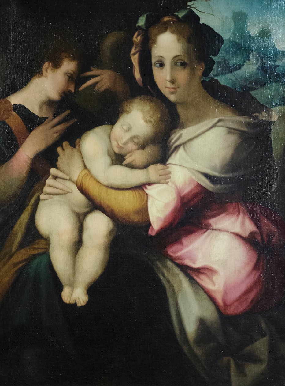 Jungfru Maria med barnet, okänd konstnär från Toscana, mitten av 1500-talet (olja på duk) av Italian School