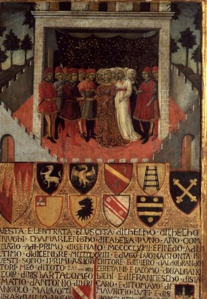 Bröllopsfest, Sienese, c.1400 av Italian School