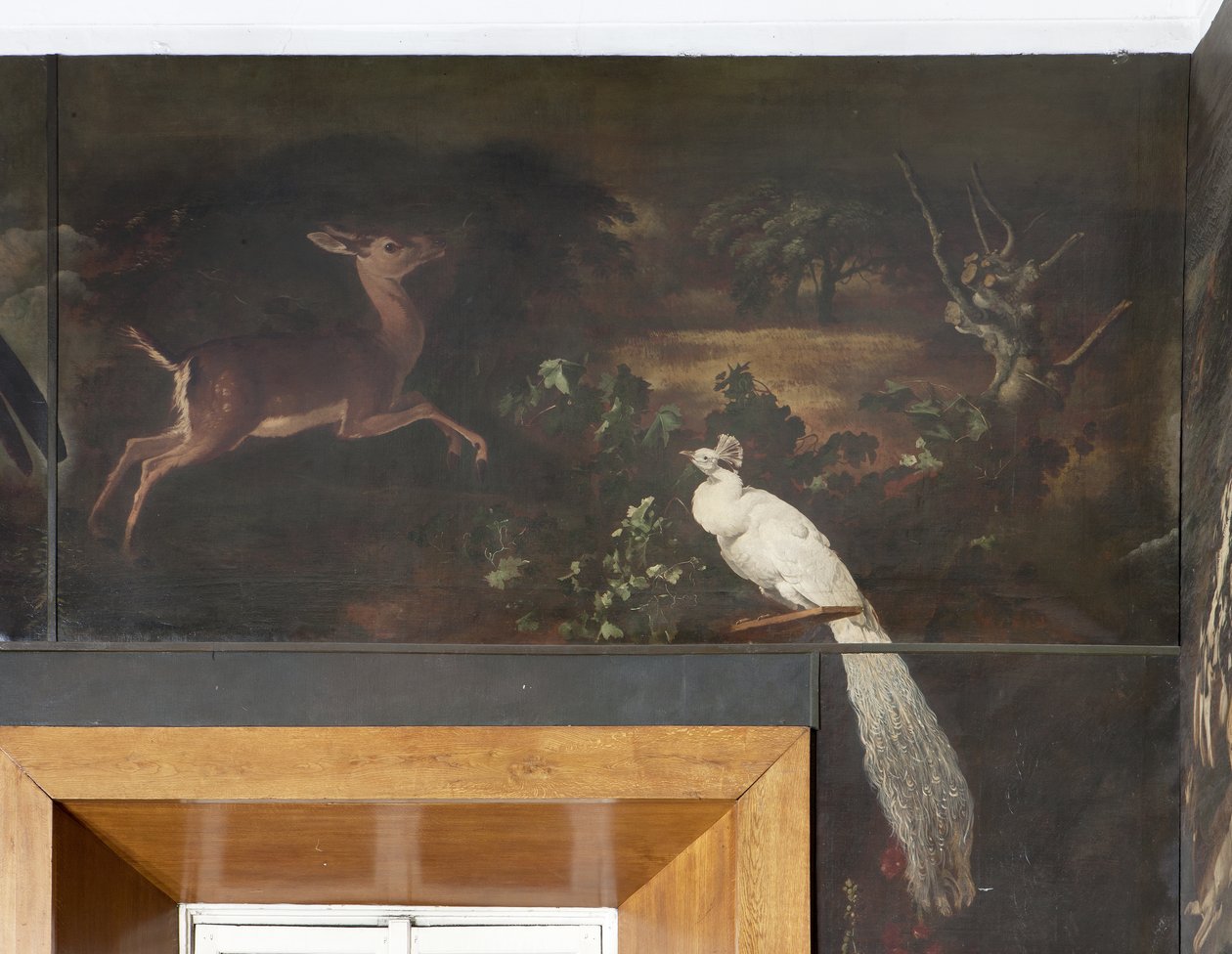 Vit påfågel och rådjur, Myth of Orpheus av Italian School