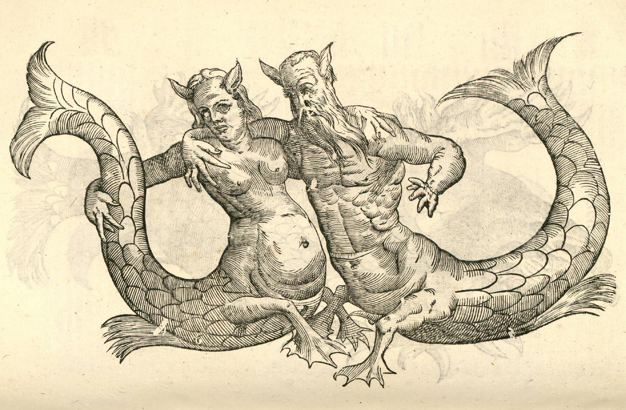 illustration av Monstra Niliaca Parei från Aldrovandis History of Monsters, 1642 av Italian School