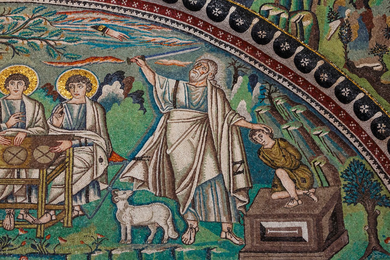 Abraham och Isak (mosaik) av Italian School Italian School
