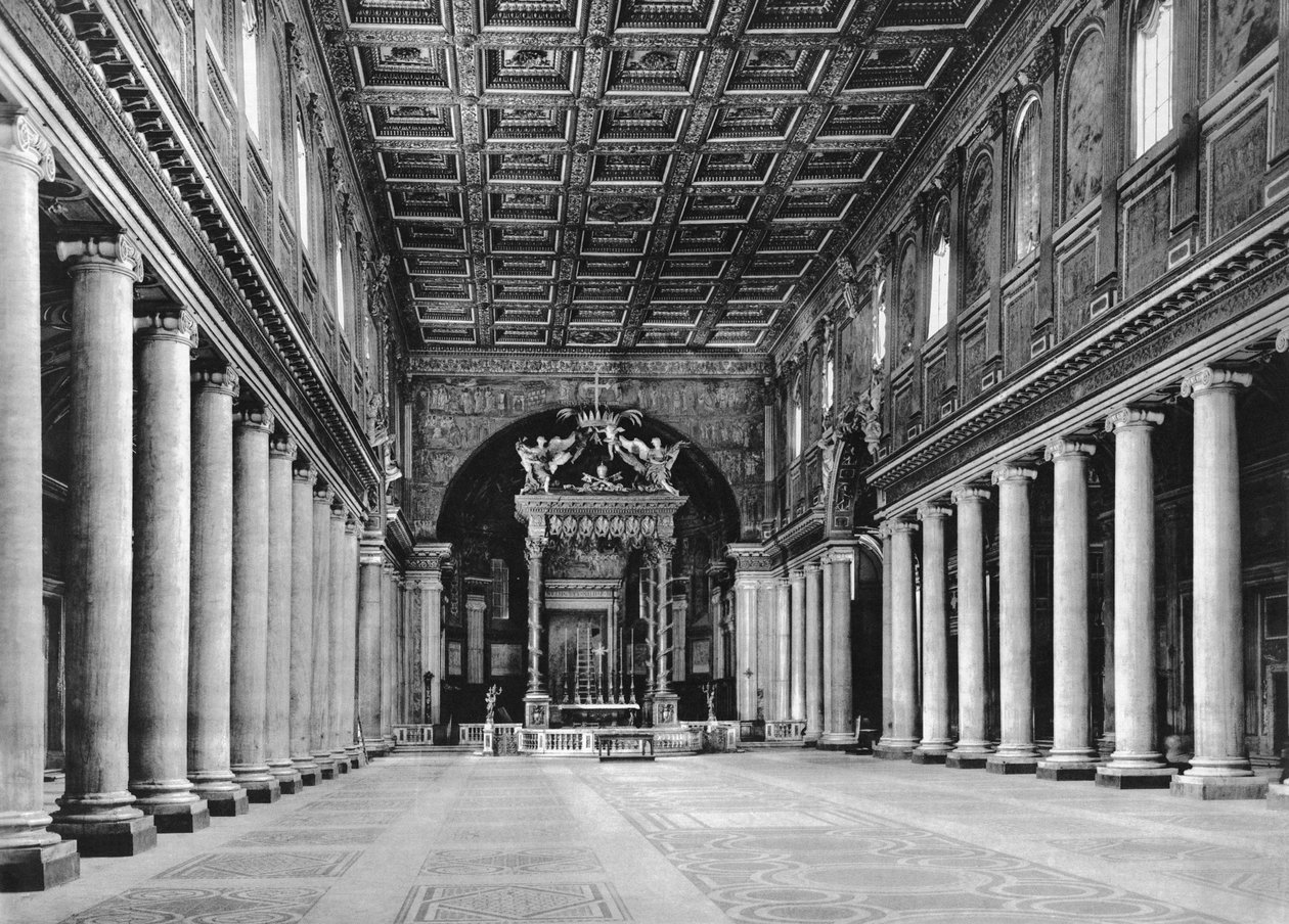 Interiörvy av huvudskeppet av Italian School Italian School