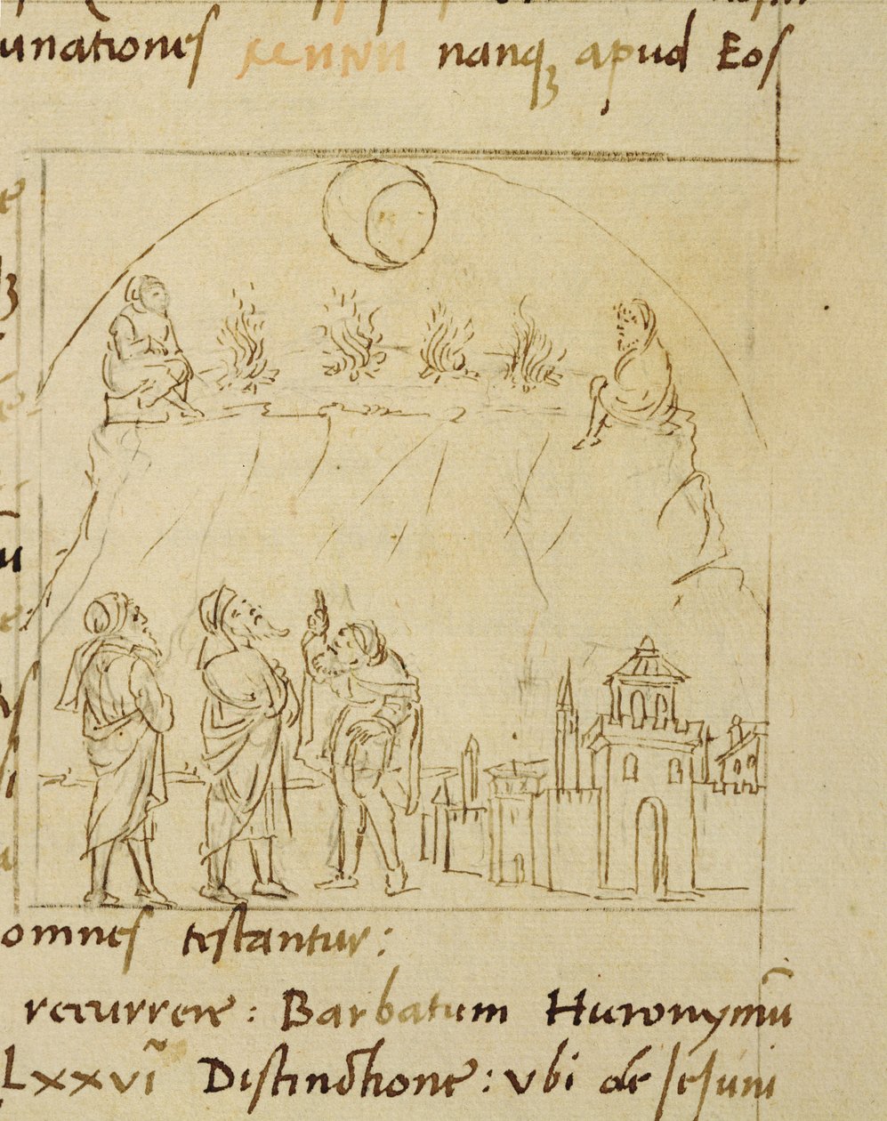 Ms.LAT.446 fol.2v Visarna studerar stjärnornas rörelser för att fastställa det exakta datumet för påsken, från Ortopascha av Pilgrim Priscian av Italian School Italian School