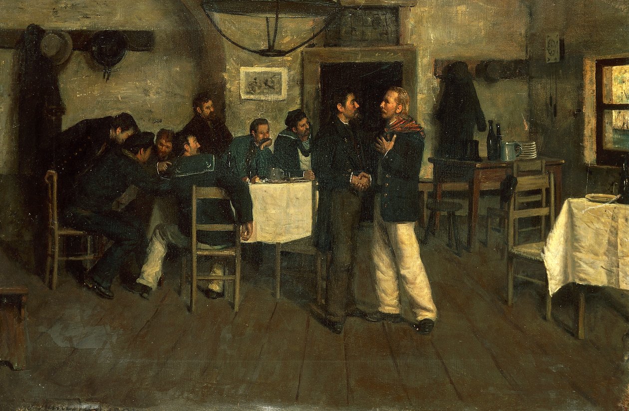 Möte mellan Giuseppe Garibaldi och Giovanni Battista Cuneo i Taganrog, vid Svarta havet av Italo Nunes Vais