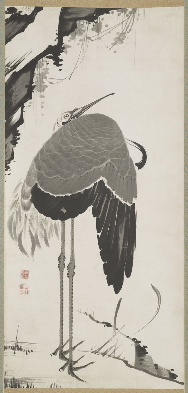 Tranor, en i ett par, Hanging Scroll, Edo Period (bläck på papper) av Ito Jakuchu