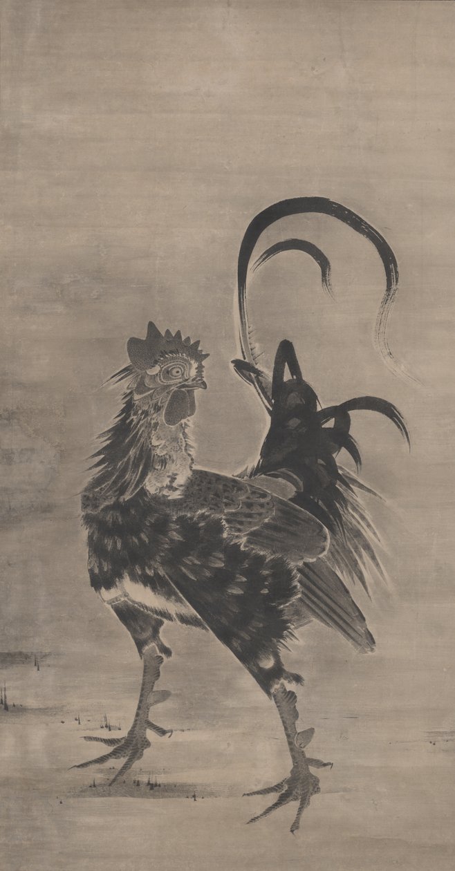 Tuppar, höna och kycklingar, vänster om ett par, 1795 av Ito Jakuchu