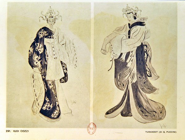 Kostymdesign för operan Turandot av Giacomo Puccini (1858-1924) av Iudi Cozzi