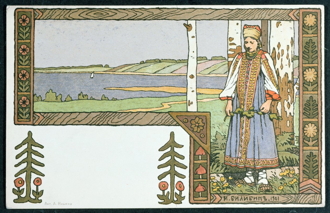Den unga flickan och björken, 1901 av Ivan Yakovlevich Bilibin