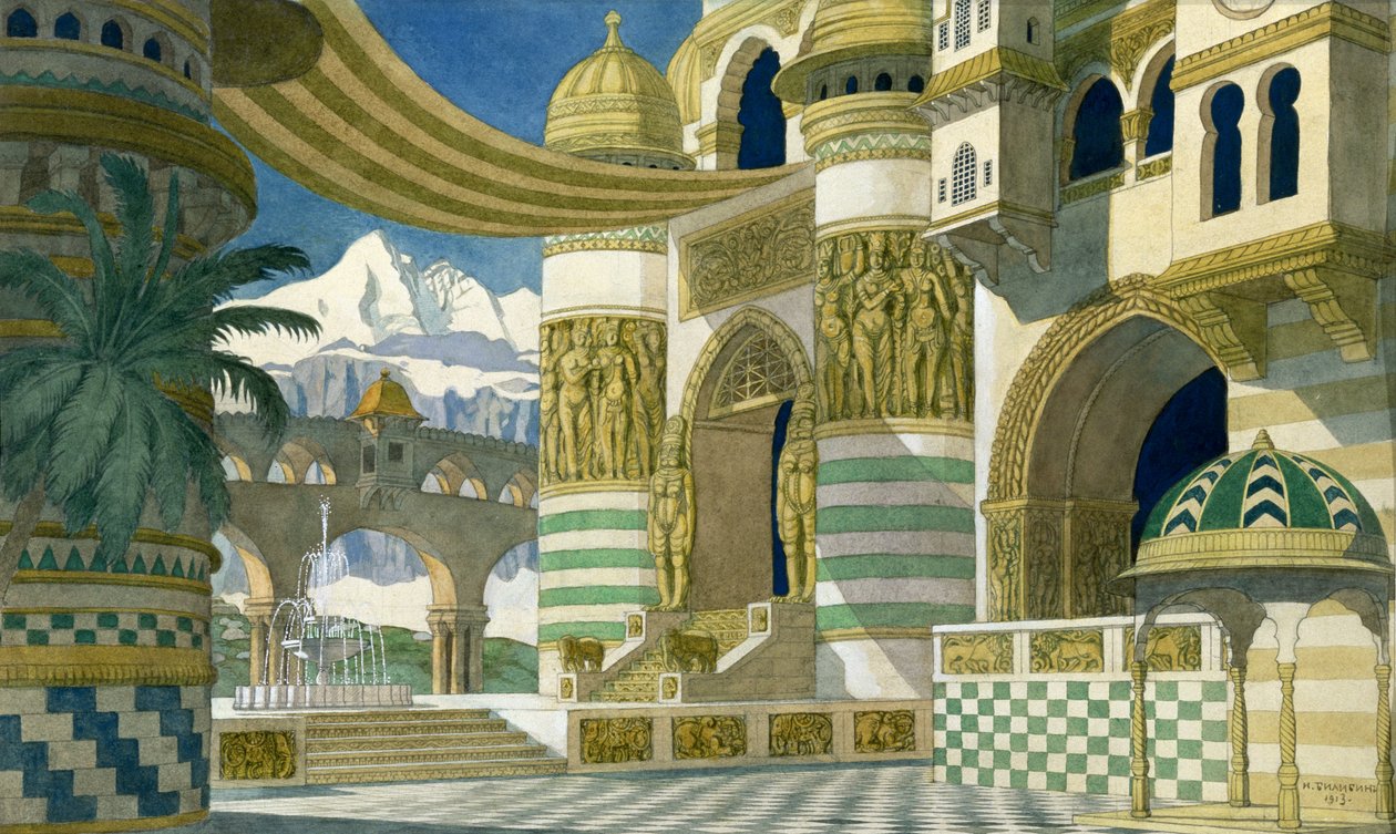 Skiss av Glinkas opera "Ruslan och Lyudmila", 1913 av Ivan Yakovlevich Bilibin