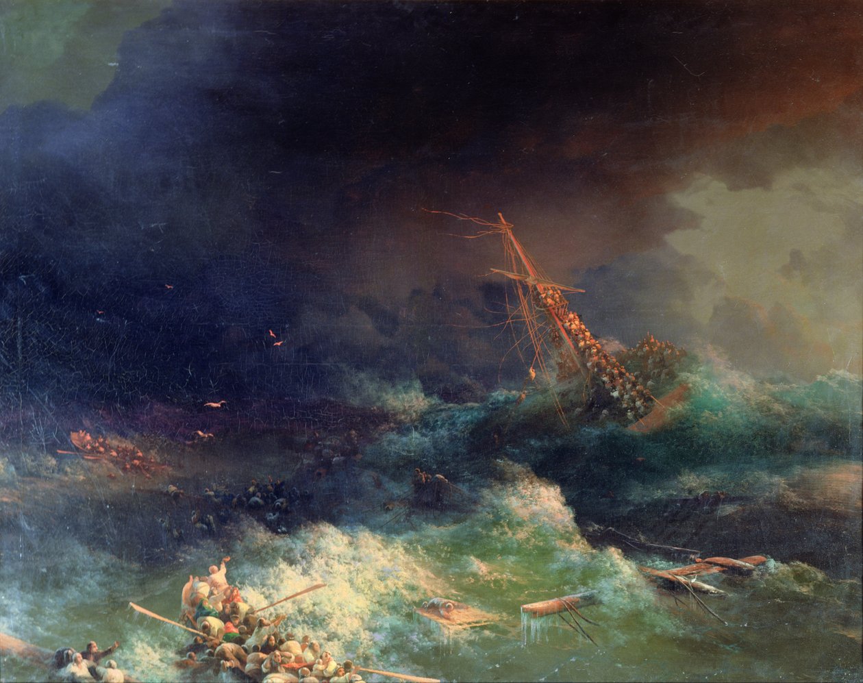 The Disaster of the Liner Ingermanland vid Skagerrake nära Norge den 30 augusti 1842 av Ivan Konstantinovich Aivazovsky