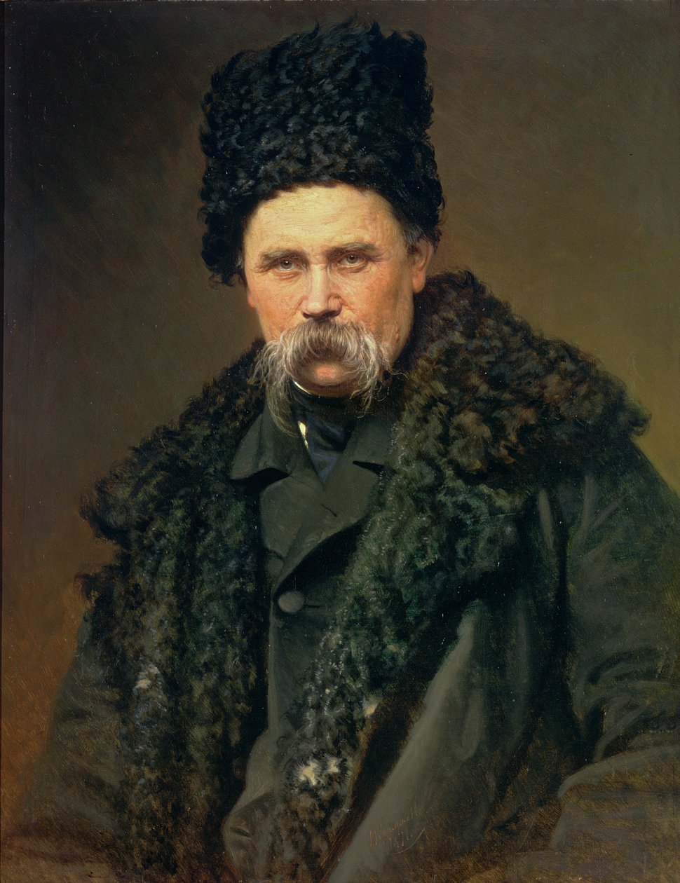 Portræt af den ukrainske forfatter Taras Grigorovich Shevchenko (1814-61), 1871 sverige av Ivan Nikolaevich Kramskoy