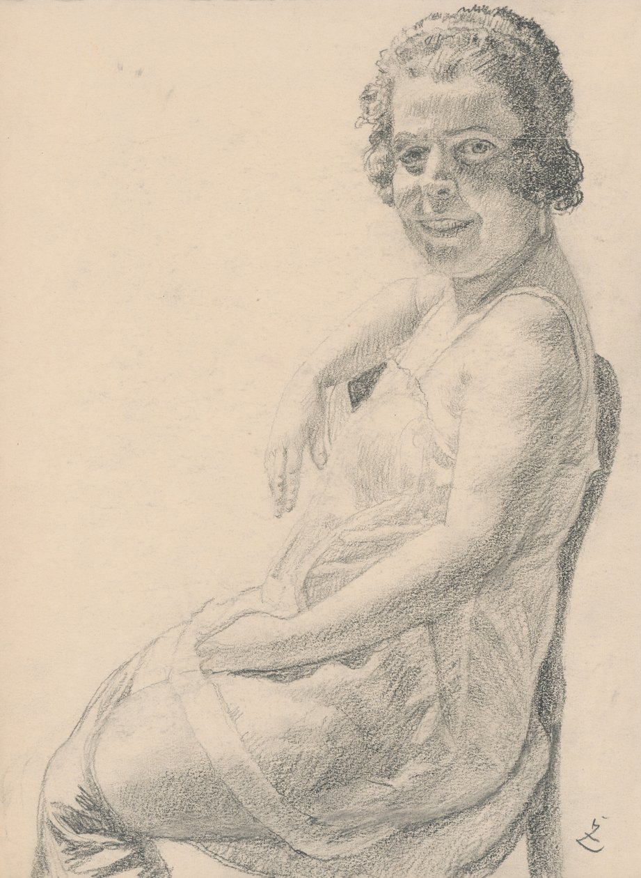Sitting woman in a shirt av Ivan Zabota