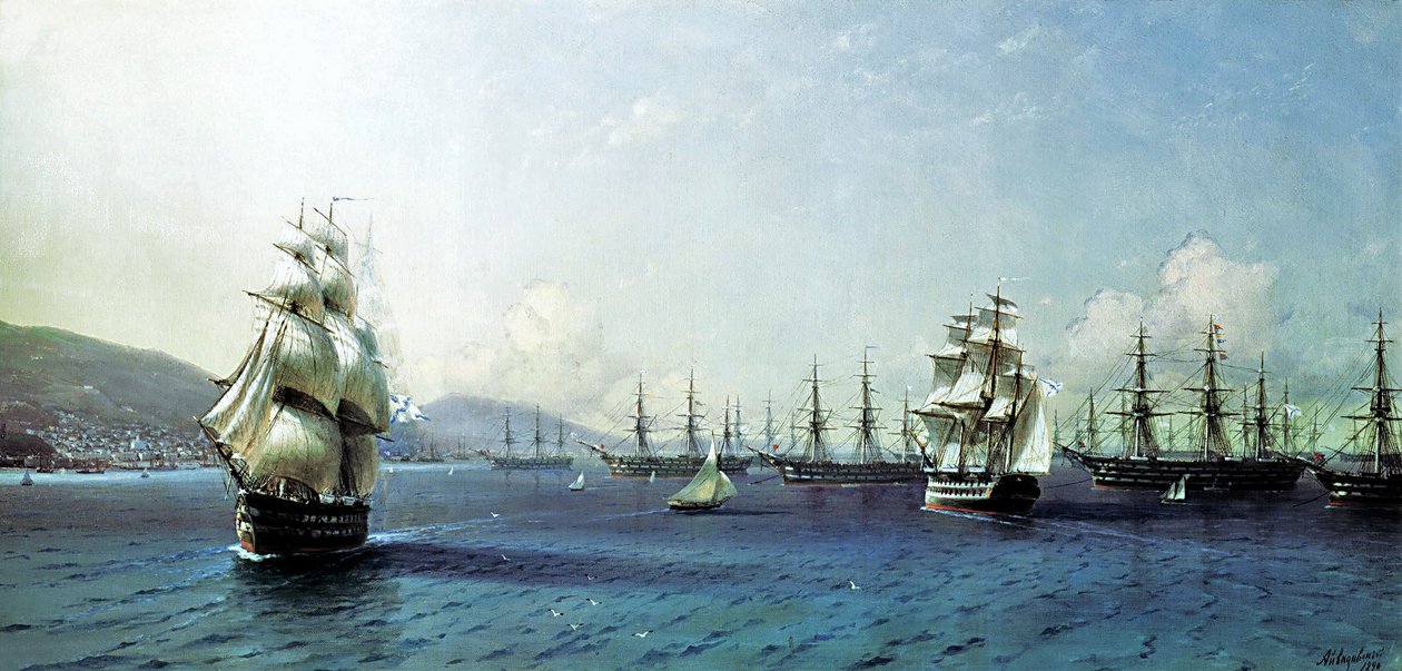 Svartahavsflottan i Theodosiabukten, strax före Krimkriget av Ivan Aivazovsky