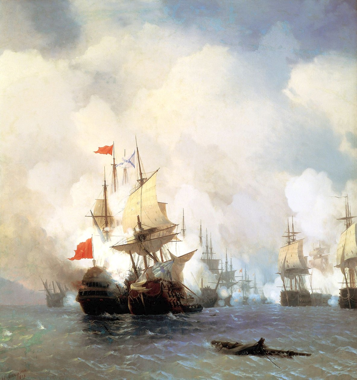 Ryska: "Slaget vid Chios-sundet den 24 juni 1770 " Slaget vid Chios den 24 juni 1770 av Ivan Aivazovsky
