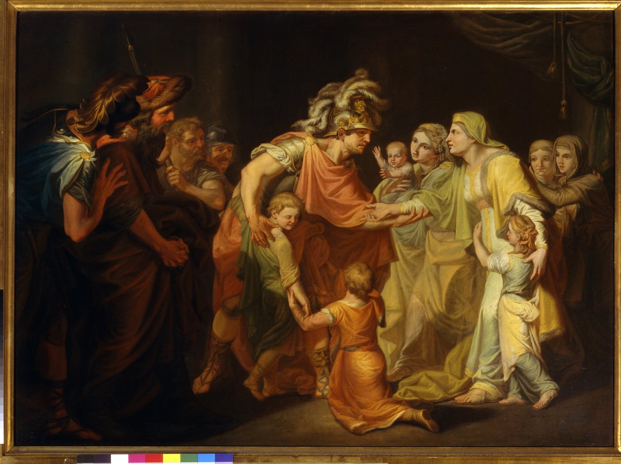 Den ryske prinsen Svjatoslav I (ca 945-972) hittar sin familj i Kiev efter kampanjen på Donau 967. Målning av Ivan Akimovich Akimov (1754-1814) av Ivan Akimovich Akimov