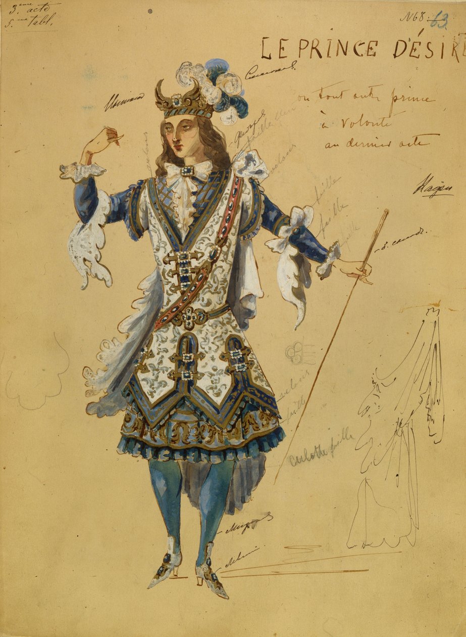 Kostymdesign för baletten Törnrosa av P. Tchaikovsky, 1890 av Ivan Alexandrovich Vsevolozhsky