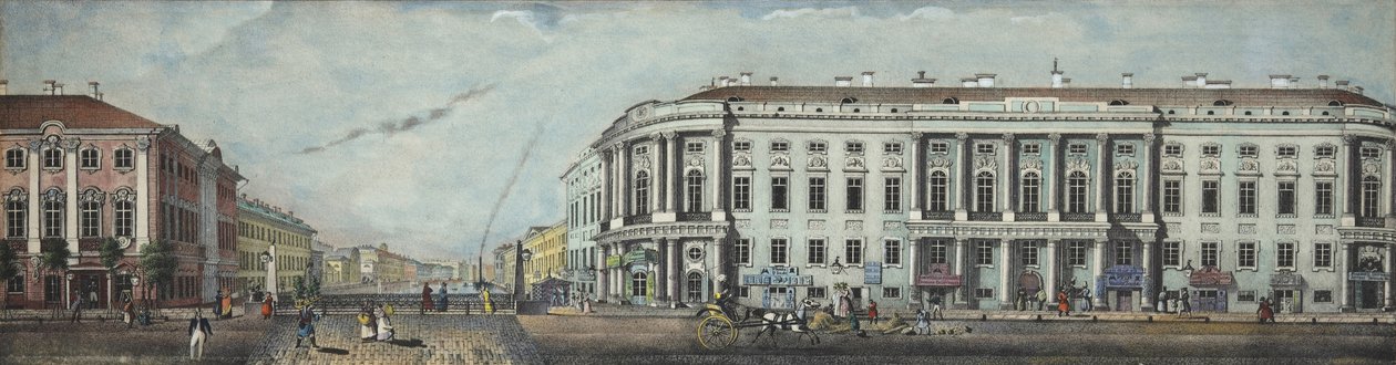 Polisbron med Stroganovpalatset. Från panoraman av Nevsky Prospekt, 1830 av Ivan Alexeyevich Ivanov