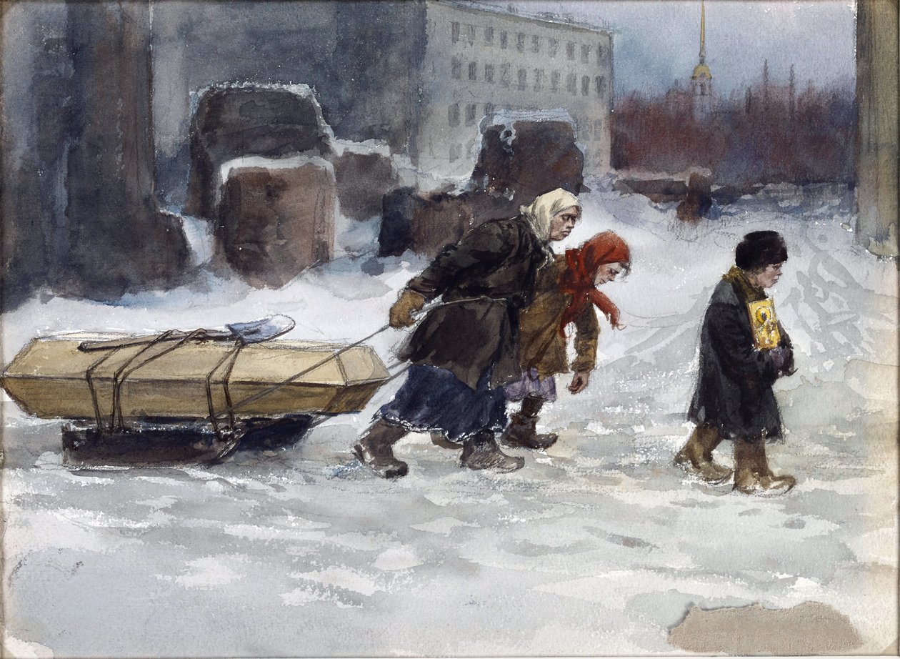 Begravning av en arbetare som inte var kommunist av Vladimirov, Ivan Alexeyevich (1869-1947). Akvarell, Gouache på papper av Ivan Alexeyevich Vladimirov