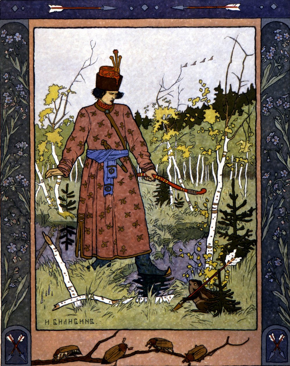 Ryska berättelsen "" Grodprinsessan"", ill. av Bilibin av Ivan Bilibine