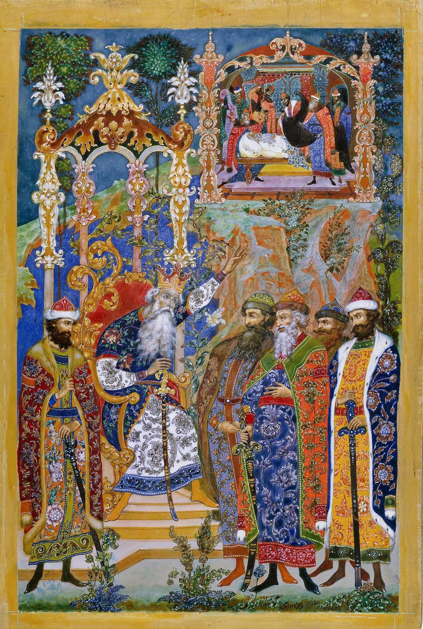 Illustration till Sagan om Igors kampanj, 1932-1933. av Ivan Ivanovich Golikov