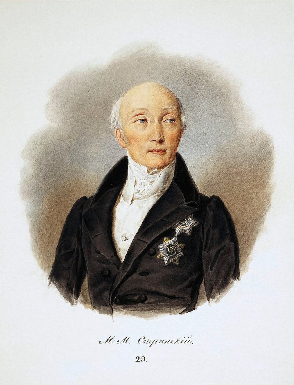 Porträtt av statssekreteraren och reformatorerna greve Michail Speransky, 1772-1839, 1839. av Ivan Ivanovich Reimers