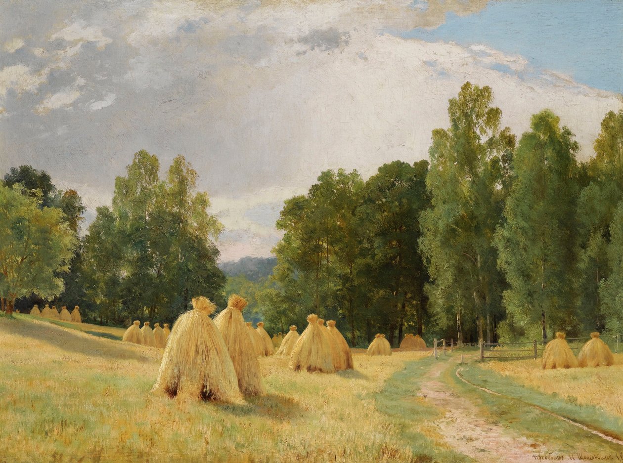 ""Meules de foin a Preobrajenskoie, Russie"" (Höstacks, Preobrazhenskoe) Peinture d