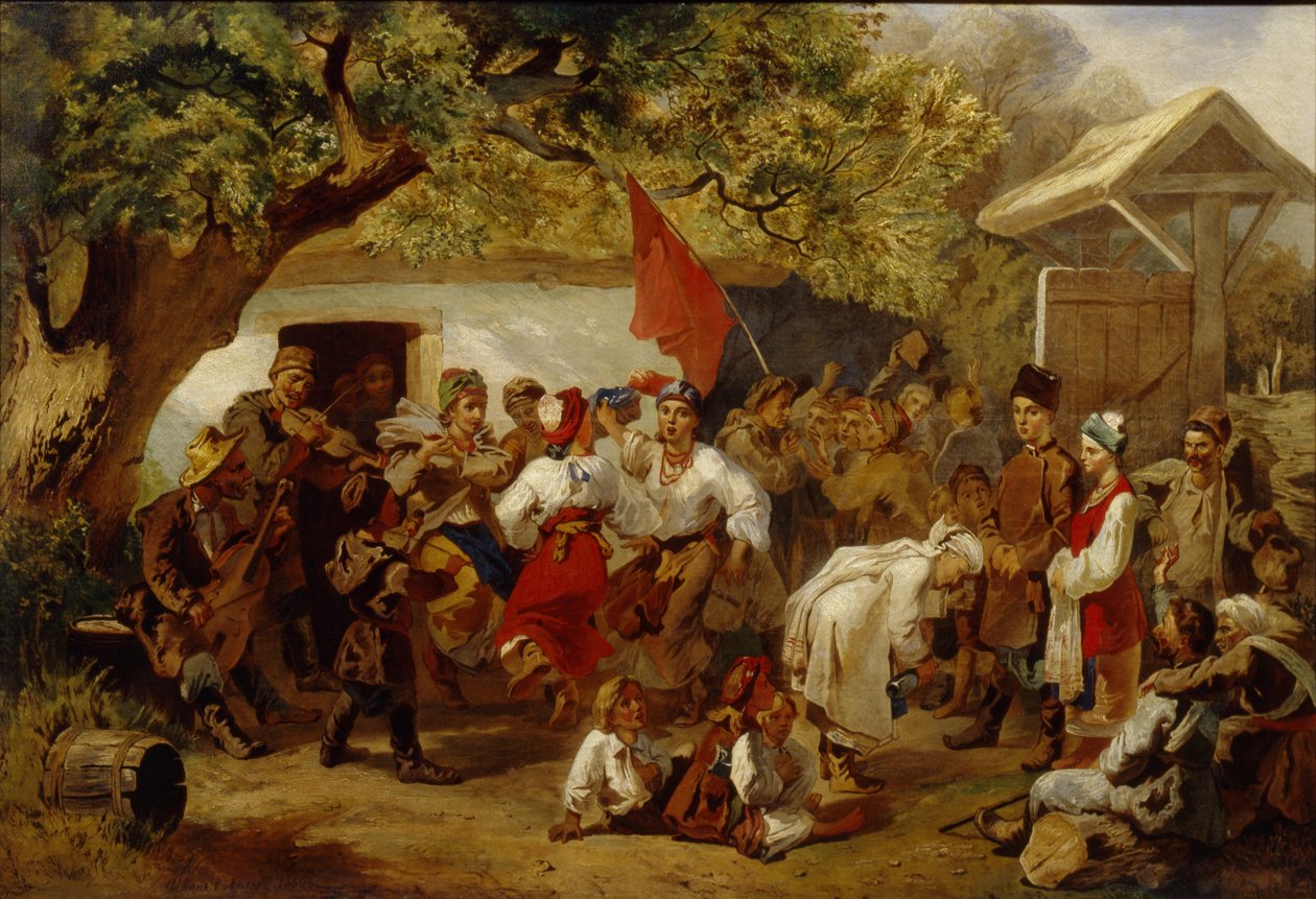 Bröllopsfesten, 1860 av Ivan Ivanovich Sokolov